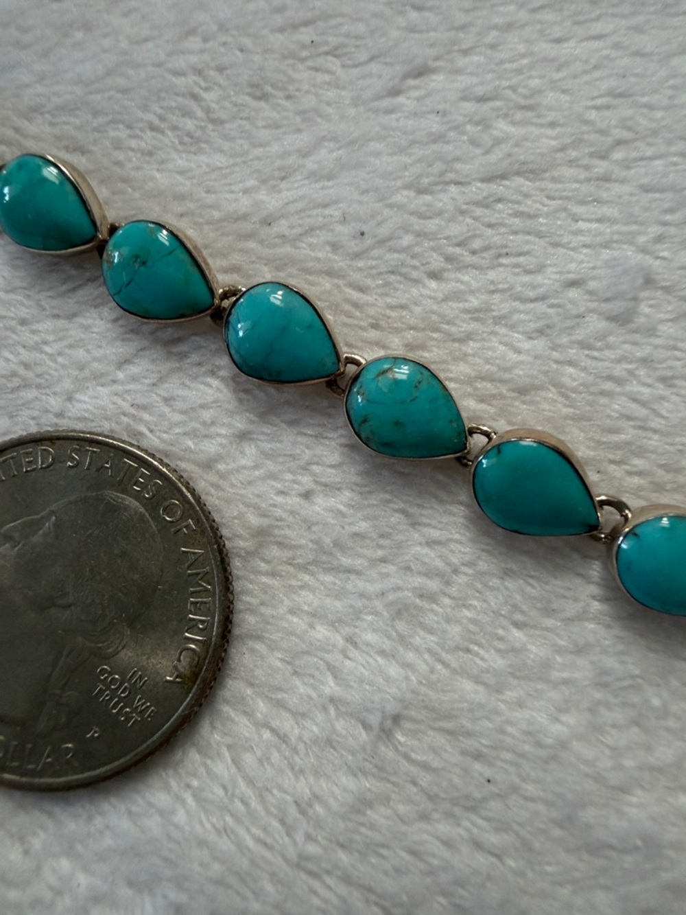 925 stamped Turquoise Teardrop Link Bracelet - Women Jewelry - Picture 2 of 6